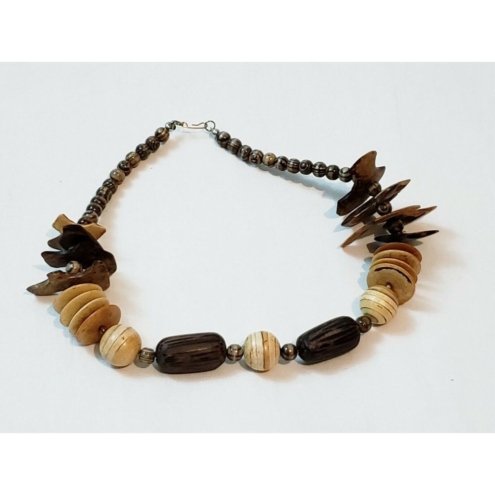 Chunky Wooden Beaded Tribal Necklace